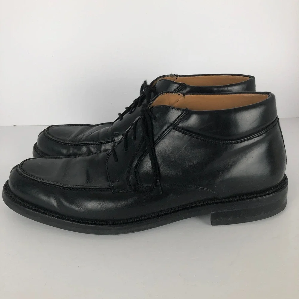 MEZLAN Barletta Leather Lace Up Apron Chukka Boots Sz 13W Black
